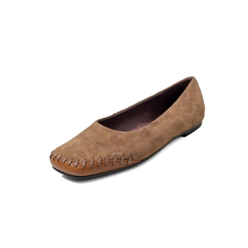 LIZAKOSHT  -  Fashion Women's Shoes New High Quality Suede Leather Shoes Round Head Shallow Mouth Flat Shoes Daily Lightweight Shoes