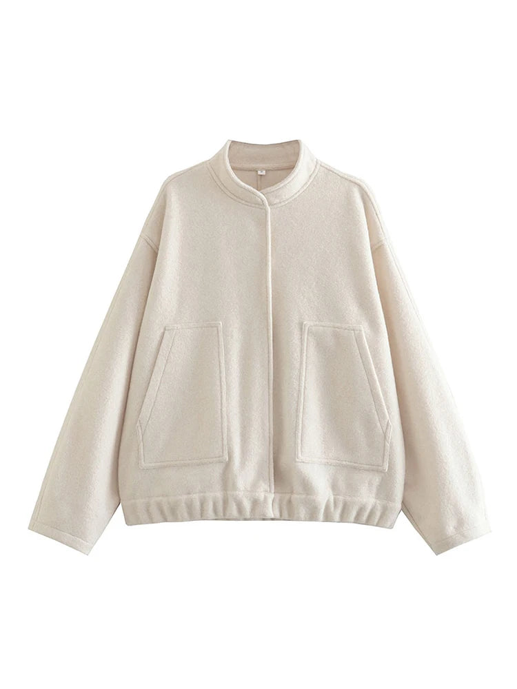 LIZAKOSHT  -  Fashion Oversized Baseball Bomber Jacket for Women Spring Long Sleeve Coats High Stree Female Stand Collar Loose Outwear