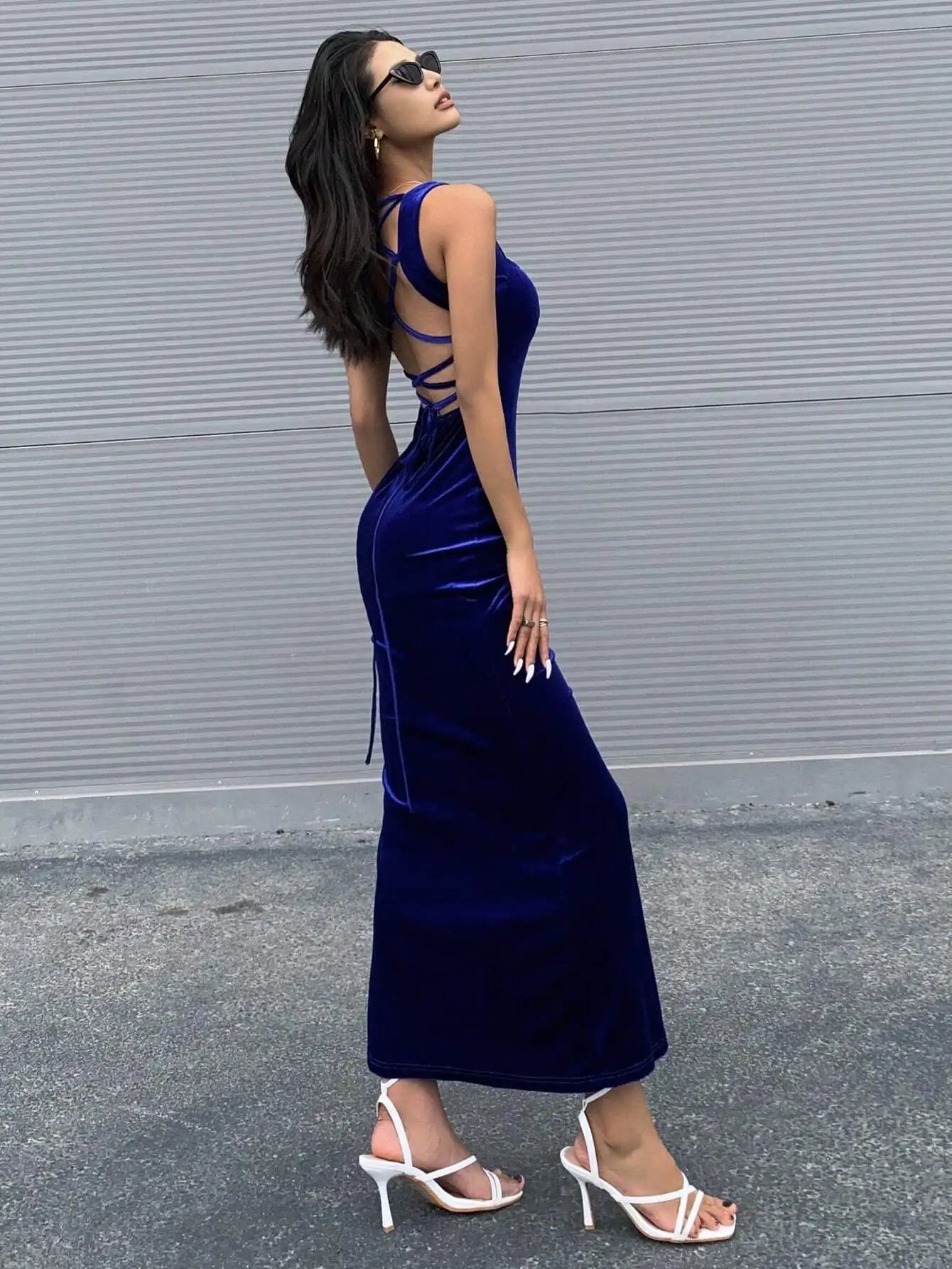 LIZAKOSHT  -  autumn and winter new style waist-hugging slim hip-packing sexy backless fishtail skirt party dress