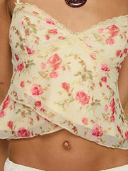 LIZAKOSHT  -  Bodycon Sexy Backless Camisole Floral Print Sleeveless Retro Summer Cropped Tops Elastic Hottie Women's Clothing