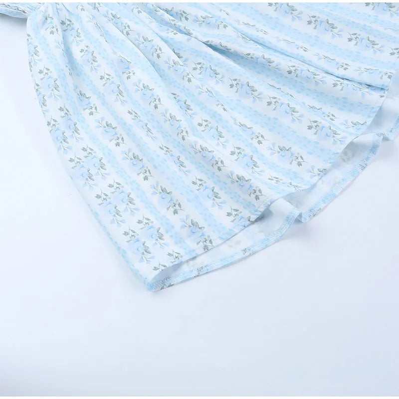 LIZAKOSHT  -  Floral Print Thin Spaghetti Strap Smocked Mini Dress Square Neck Elastic Bust Spring Summer Beach Lady Women Sweet Outfit