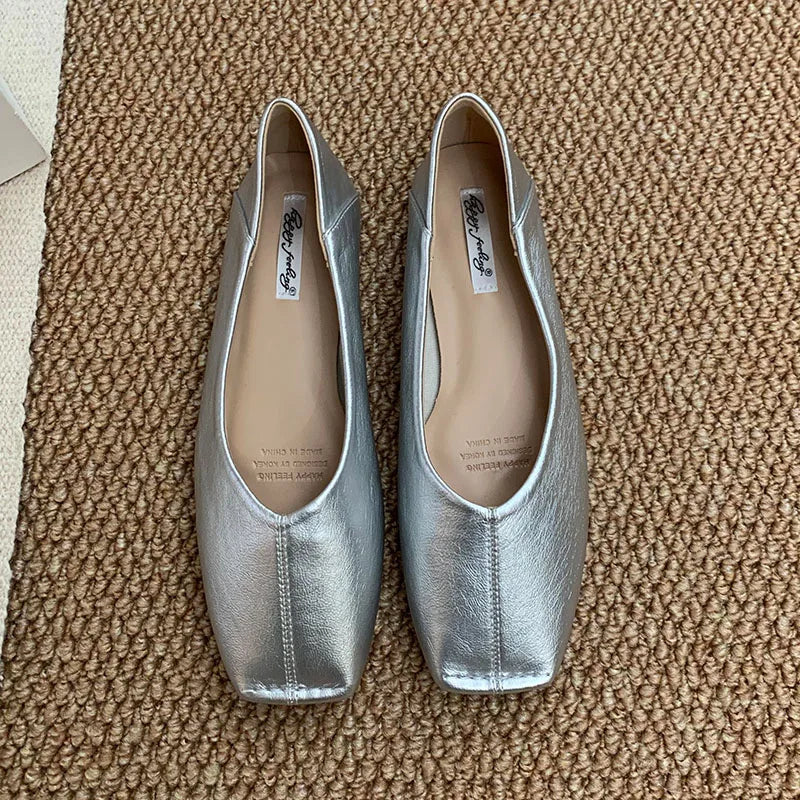 LIZAKOSHT  -  Spring New Brand Women Flat Shoes Fashion Round Toe Shallow Slip oN Ballerinas Shoes Soft Low Heel Boat Shoes New Woman Shoes