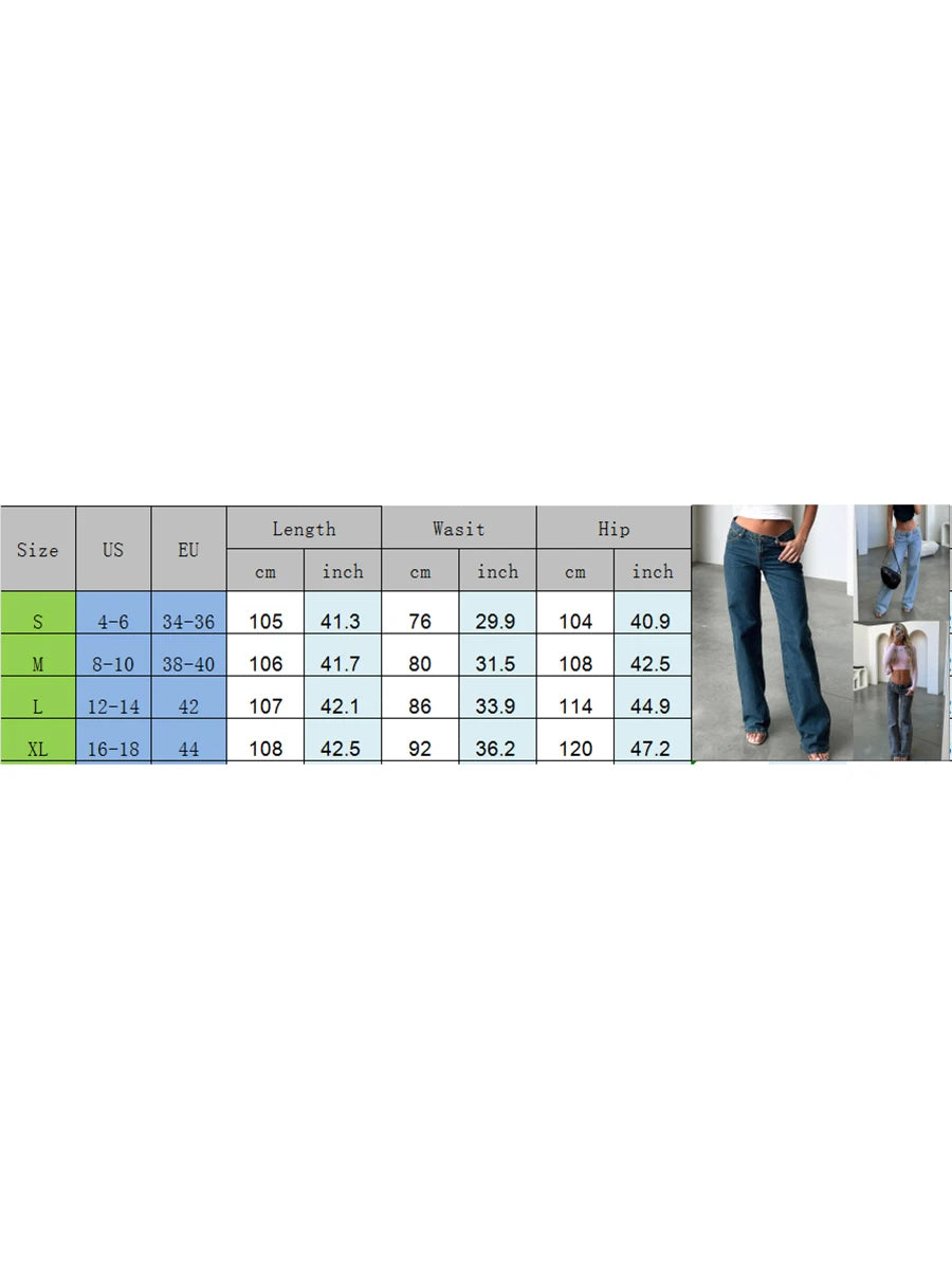 LIZAKOSHT  -  Women's Spring Summer Baggy Pants Y2K Vintage Low Waist Loose Straight Leg Denim Pants with Pockets Fashion Streetwear
