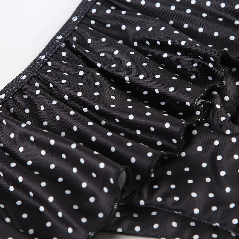 LIZAKOSHT  -  Women Polka Dot Bikini Set Beaches Style Lace-up Halter Camisole and Ruffled Triangle Pants Two Piece Set Vacation