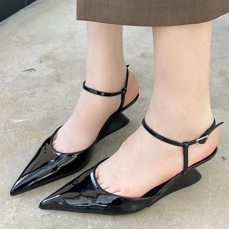 LIZAKOSHT  -  Fashion Wedges Shoes For Women Pointed Toe Female Footwear New 2025 Casual Ladies High Heels Sandals Slingbacks Heel Pumps