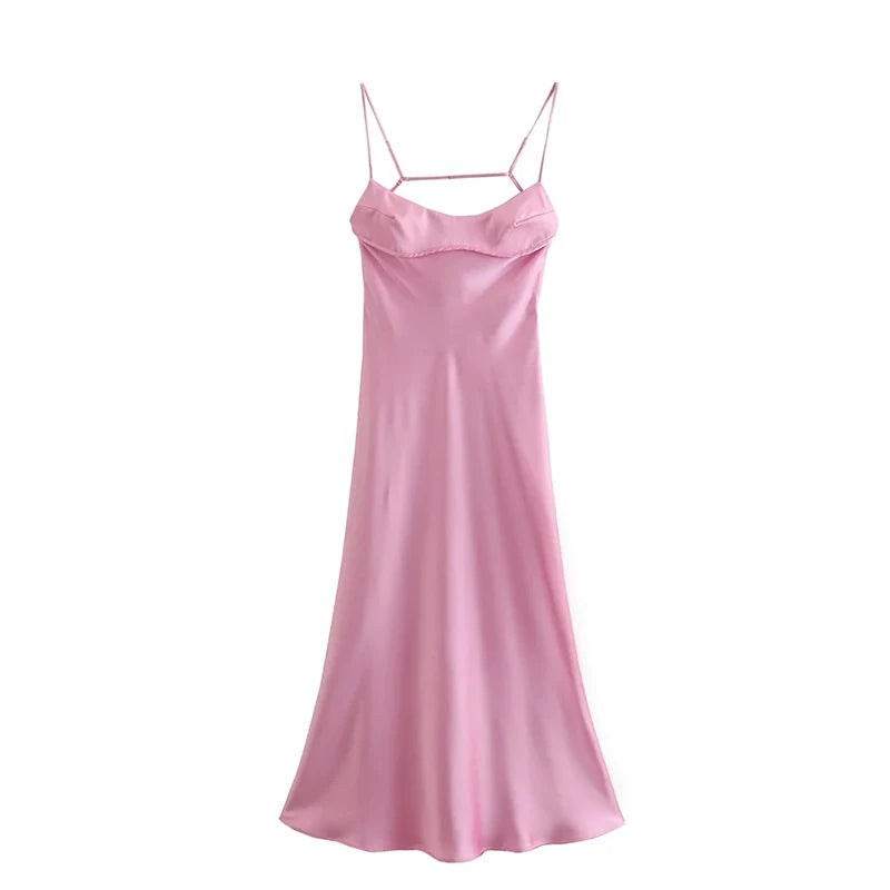 LIZAKOSHT  -  Backless Women's Nightgown Solid Summer Sleeveless Spaghetti Strap Ladies Nightdress Split Sexy Hollow Out Sleepwear Female