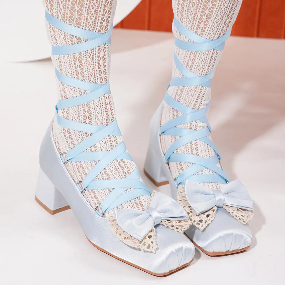 LIZAKOSHT  -  Summer Cute Square Toe Ballet Flats Shoes Women with Riband Sweet Satin Slip On Comfortable sole Office Lady Daily Shoes