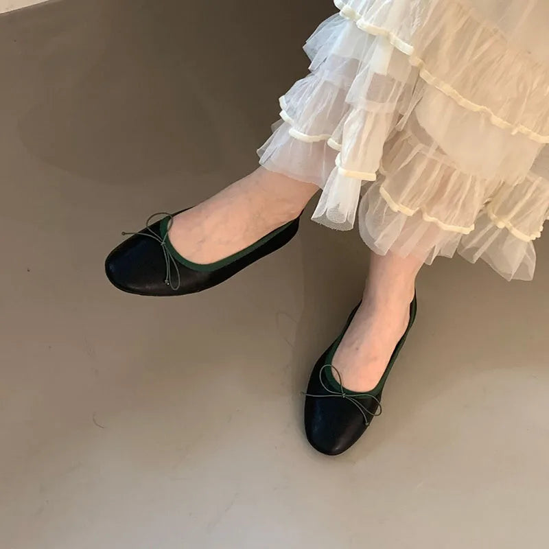LIZAKOSHT  -  Fashion Round Toe Ladies Ballet Flats Female Slip On Footwear Shoes Butterfly-Knot New Spring Summer Flat With Shoes For Women
