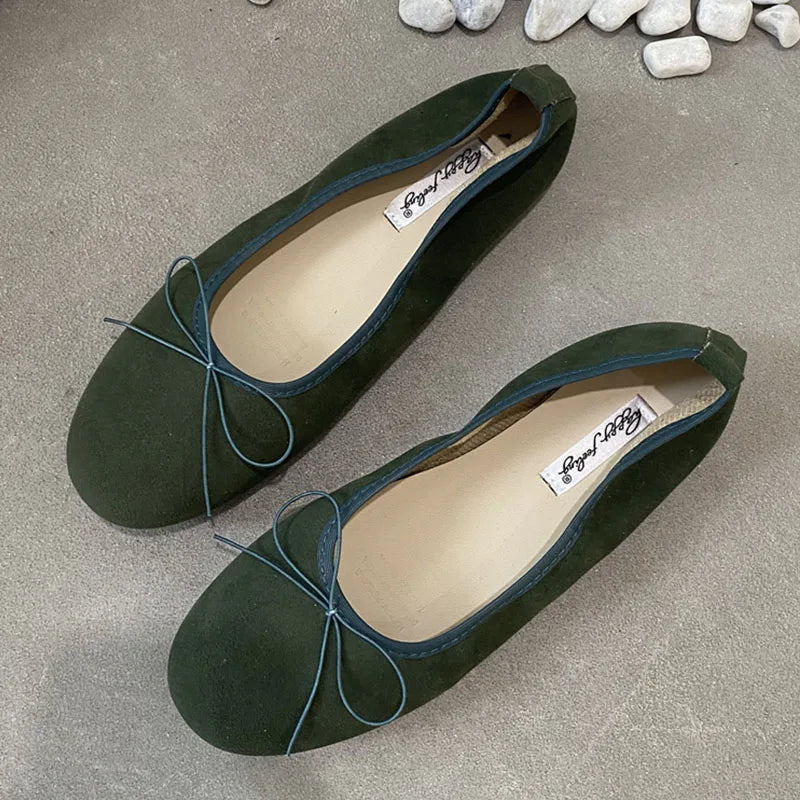 LIZAKOSHT  -  Spring New Women's Round Toe Vintage Flats Soft Loafers Comfortable Leather Ballet Shoes Female Dress Shoes Mujer New Woman