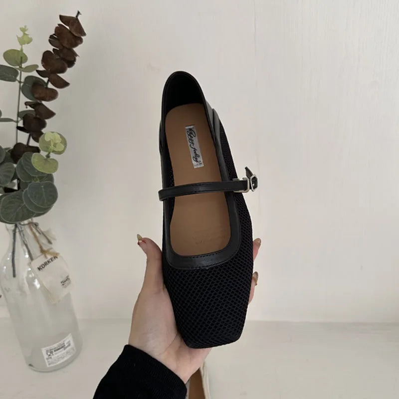LIZAKOSHT  -  New Brand Women Flats Fashion Square Toe Shallow Mary Jane Shoes Soft Casual Ballet Shoes Slingback Shoes New Woman Shoes