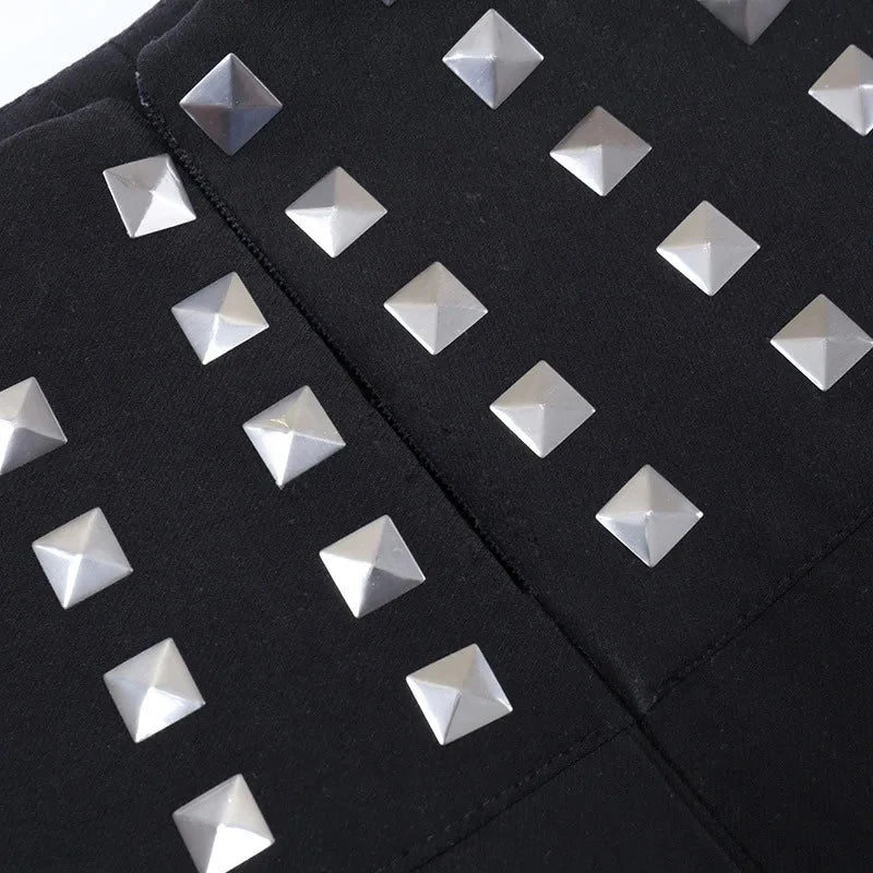 LIZAKOSHT  -  New Vintage Punk Women Y2k Gothic Harajuku Lolita Skirts Retro Black Summer Trendy Rivet High Elastic Jk Pleated Sexy Skirt