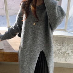 LIZAKOSHT  -  Winter Women Knitted Dress y2k V Neck Sexy Slim Elastic Oversized Basic Bodycon Sweater Dress Winter knit Autumn Warm Long Dress