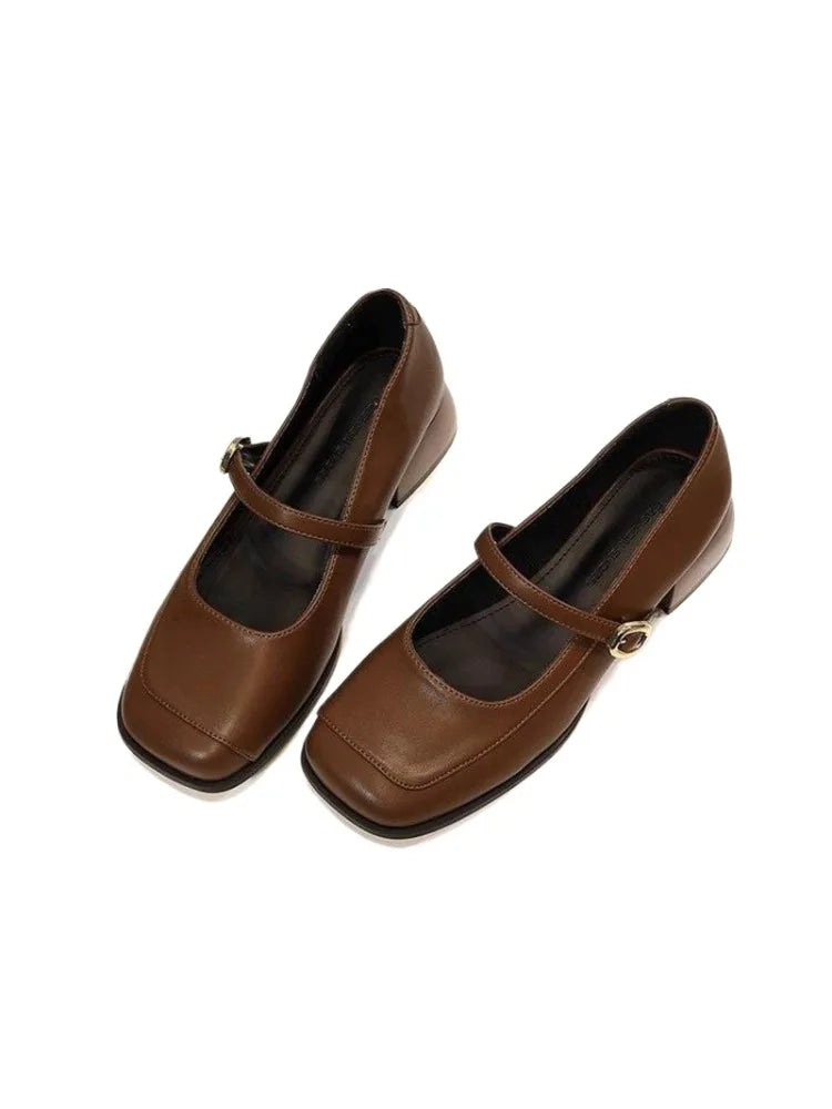LIZAKOSHT  -  Women's New Retro Mary Janes Shoes Spring Summer Fashion Design Mid Heel Square Toe Pumps Elegant French Style Women Footwear