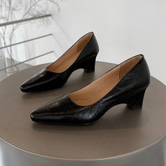 LIZAKOSHT  -  Fashion Pumps New High Quality Genuine Leather Shoes Shallow Mouth High Heels Commuter Women's Heels Shoes