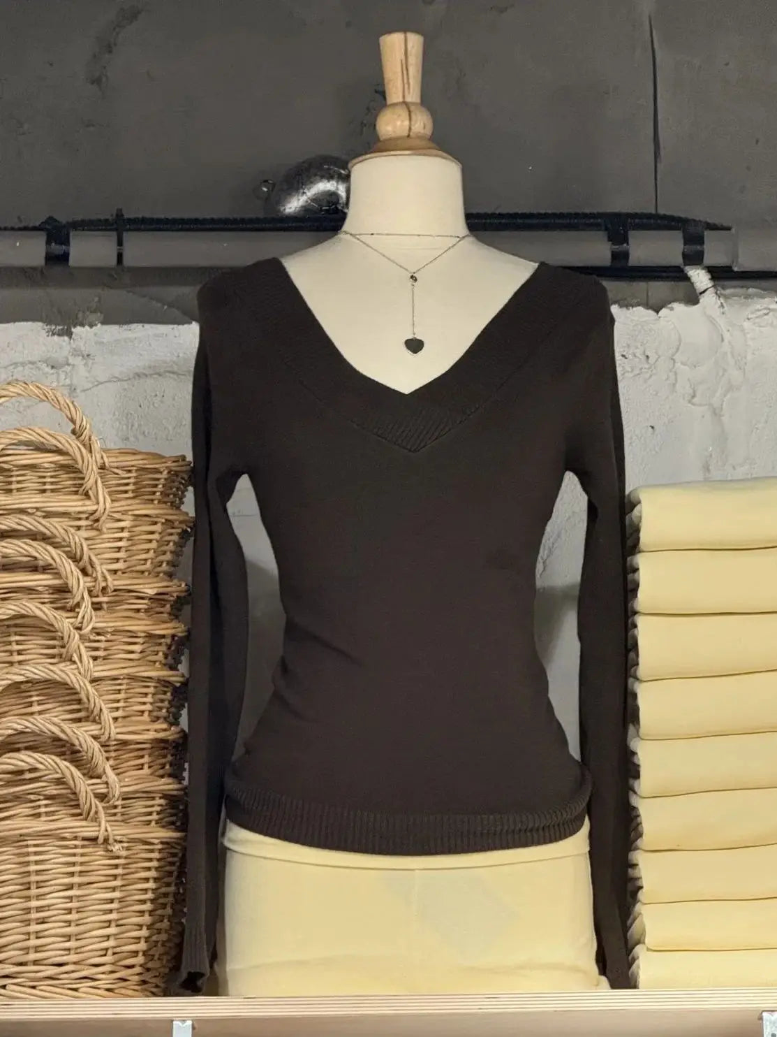 LIZAKOSHT  -  Grey Double V-neck Sweater Woman Spring Long Sleeve Cotton Slim Knitwear Female Casual Vintage Simple Solid All-match Jumpers