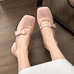 LIZAKOSHT  -  Spring Summer New coarse heeled women's single shoes bow pink simple comfortable versatile elegant sweet women's shoes