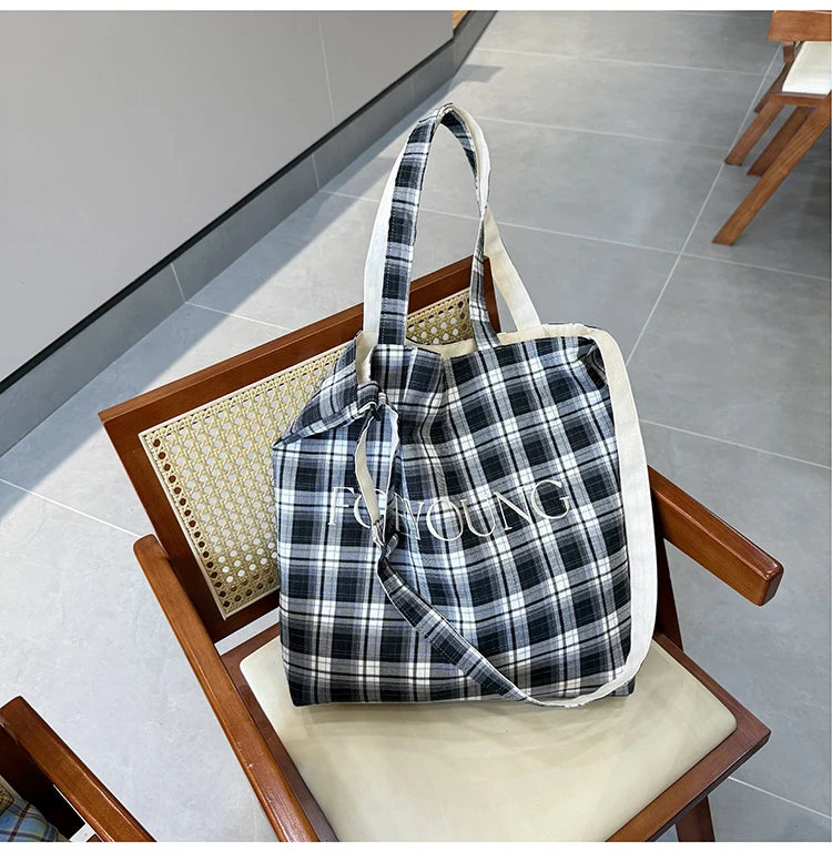 LIZAKOSHT  -  Women's Checkered Shoulder Bag Student Plaid Crossbody Bags Versatile Large Capacity Handbag