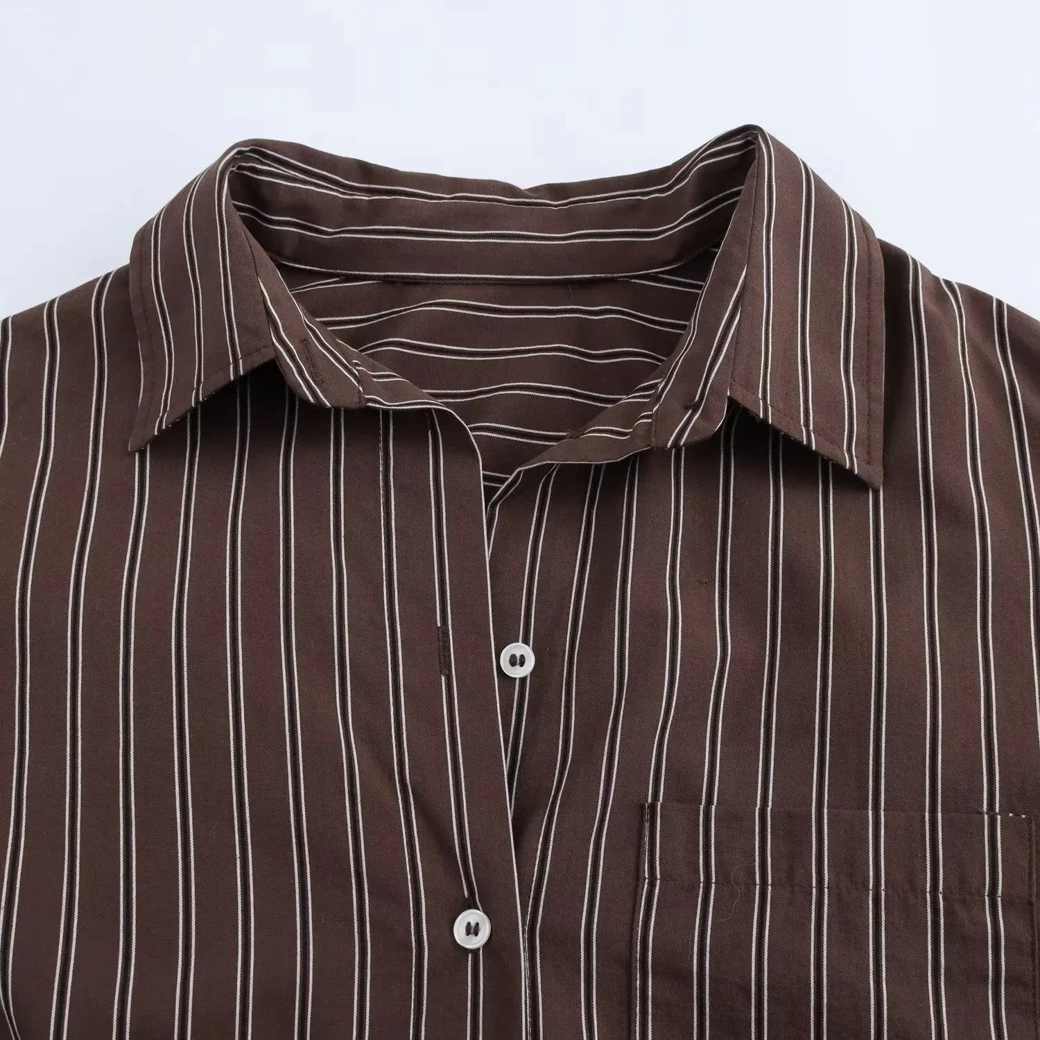 LIZAKOSHT  -  Striped Shirt Women Casual Loose Single Breasted Turn-down Collar Blouse 2025 New Summer Office Lady Simple Long Sleeve Shirts