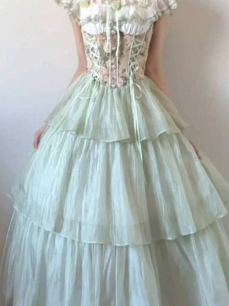 LIZAKOSHT  -  French Sweet Elegant Holiday Dress Women Chic Kawaii Vintage Sleeveless Dress Harajuku 2000s Aesthetic Fairy Lovely Outfits