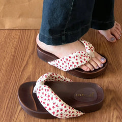 LIZAKOSHT  -  Summer Women Platform Thick Bottom Slippers Fashion Polka Dot Shoes Outdoor Clip Toe Height Increase Vacation Dress Slides