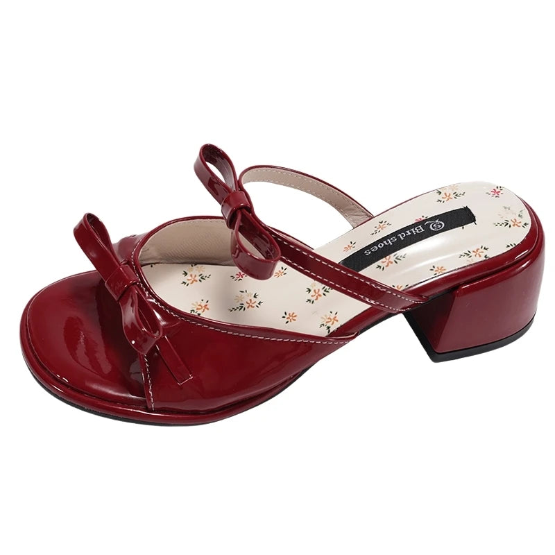 LIZAKOSHT  -  Designer Summer Thick Heel Women Slippers Fashion Butterfly-knot Ladies Outdoor Dress Slides Sandalias