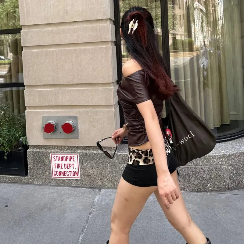 LIZAKOSHT  -  The 2025 Summer New Women's Irregular Leather Top Y2k High-quality and Fashionable High Street Pleated Cinched Waist Casual Vest