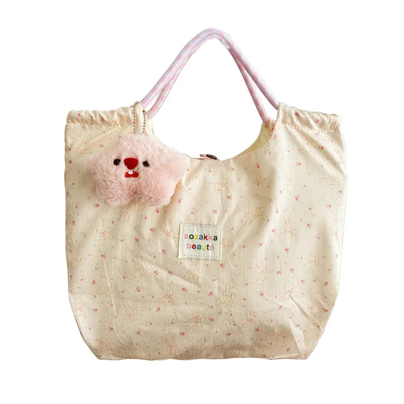 LIZAKOSHT  -  Spring and summer new bag girl cartoon portable shoulder canvas bag large capacity versatile commuter underarm tote women