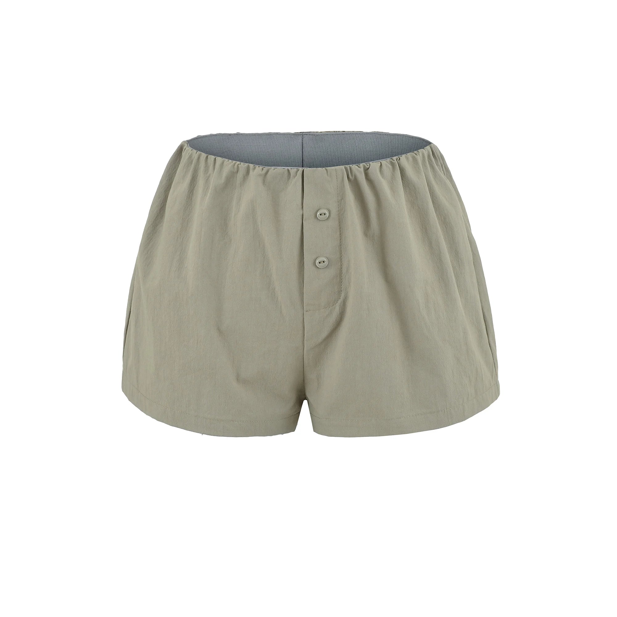 LIZAKOSHT  -  3 colors Summer Sports Cotton Causal Shorts Women Elastic Waist Loose Wide Leg Straight Short Pants Trousers Armygreen Khaki