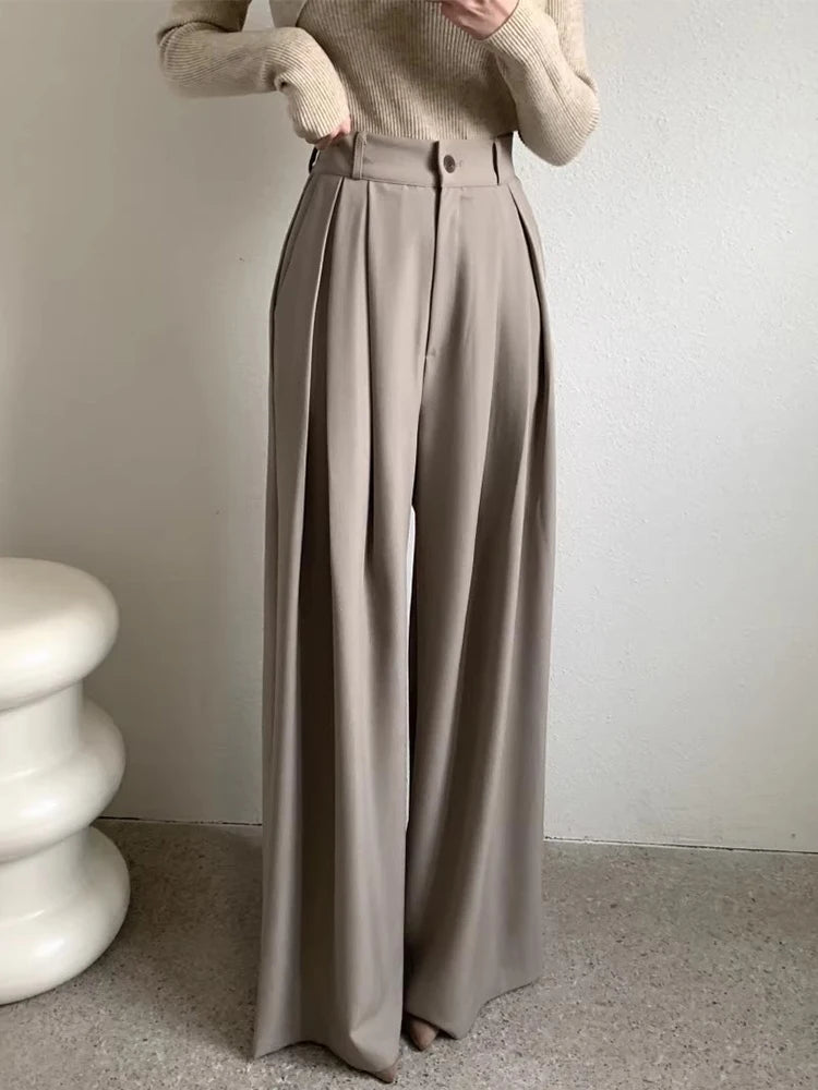 LIZAKOSHT  -  SuperAen Korean Style Pleated Slimming Loose Casual Pants for Women's Autumn New Solid Color Drape Full Length Pants