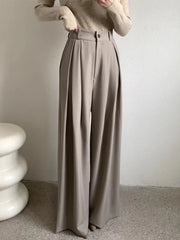 LIZAKOSHT  -  SuperAen Korean Style Pleated Slimming Loose Casual Pants for Women's Autumn New Solid Color Drape Full Length Pants