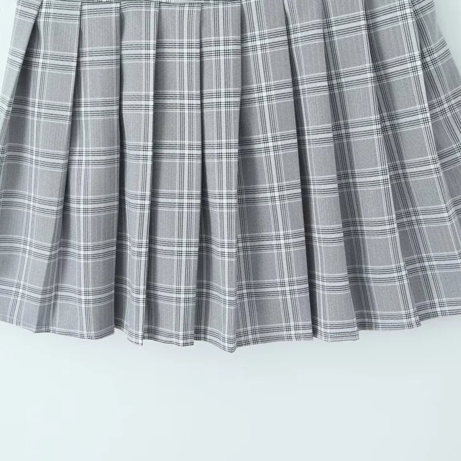 LIZAKOSHT  -  Europe and America Wind Summer New French Retro Sexy Spice Girl Plaid Pure Desire Slim Pleated Skirt.