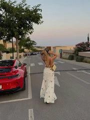 LIZAKOSHT  -  Sexy Printed Halter Long Dresses Women Fashion Sleeveless Backless High Waist Slim Maxi Dress 2025 Lady Summer Chic Casual Robes