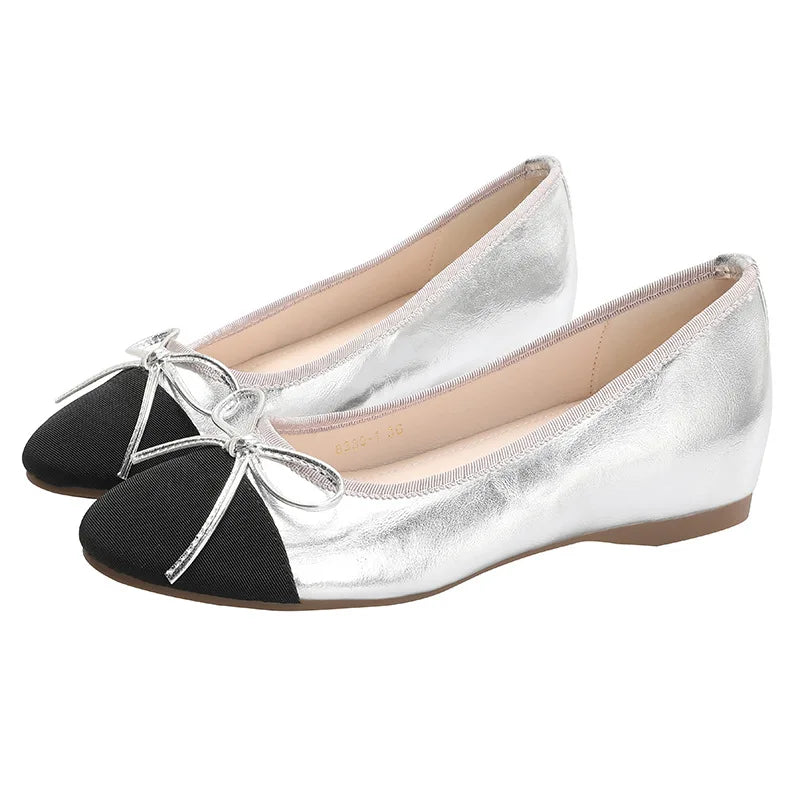 LIZAKOSHT  -  Brand Design Summer Classic 4.5cm Mid Heels Shoes Women Elegant Office Lady Round Toe Pumps Slip On Ballet Flats Dress Shoes