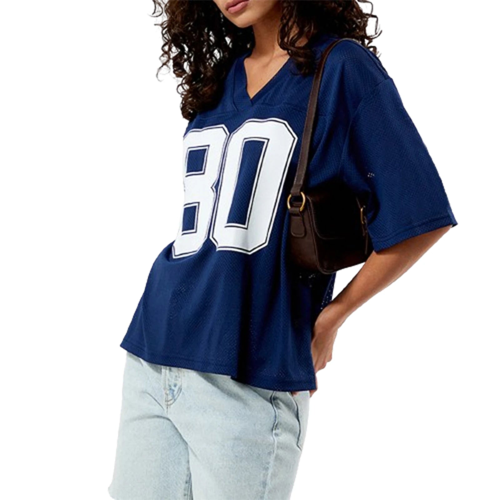 LIZAKOSHT  -  Women T-shirts Short Sleeve V Neck Contrasting Fashion Numbers Print Summer Oversized Pullover Tops Streetwear for Casual Daily