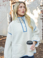 LIZAKOSHT  -  Faux Shearling Stand Collar Sweatshirt Tops Women's Long Sleeve Oversized Chic Cozy Outerwear Autumn New Casual Girls Outfit