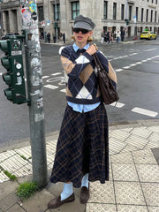 LIZAKOSHT  -  Navy Sweaters Woman Autumn Round Neck Long Sleeve Short Pullover Top Female Vintage Streetwear Preppy Style Jumpers New