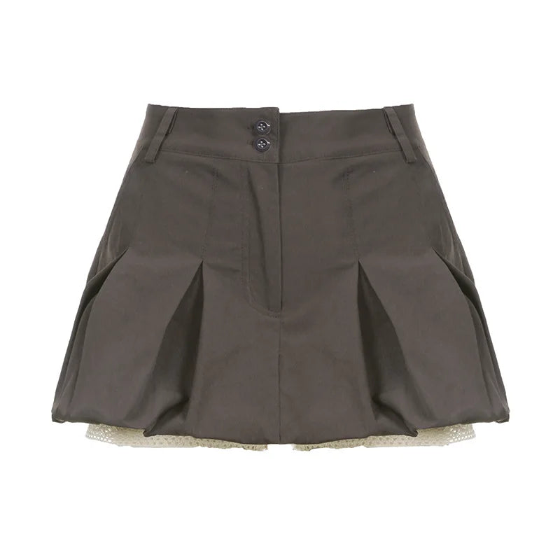 Lizakosht Summer Vintage Punk Cargo Skirt French Style High Waist Pleated Skirt Hip Hop Harajuku Vintage Y2k E-girl Emo Alt Skirts