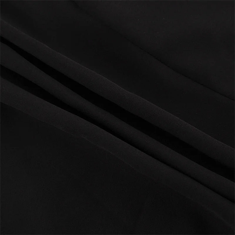 LIZAKOSHT  -  Deep V-neck Puff Sleeve Mini Dress Women Sexy High Waist Patchwork Button Fashion Slim Black A-line Club Party Dress