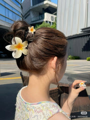 LIZAKOSHT  -  3pcs/set Flower Claw Clip Women Hawaiian Girl Hair Accessories Flower Ponytail Clip Clamp Barrettes Hairpin Summer Beach Jewelry