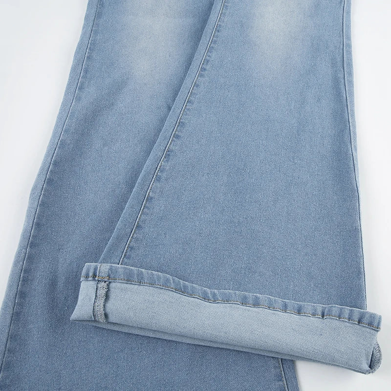 LIZAKOSHT  -  Front Pockets Cargo Flared Jeans Women Hotsexy Washed Color Slimming Low-rise Boot Cut Denim Pants Streetwear Y2K Pants