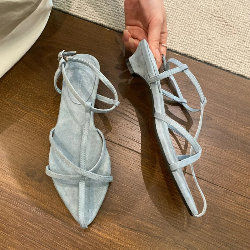 LIZAKOSHT  -  New Summer Fashion Women Narrow Band Sandals Ladies Casual Beach Party Dress Gladiator Sandalias
