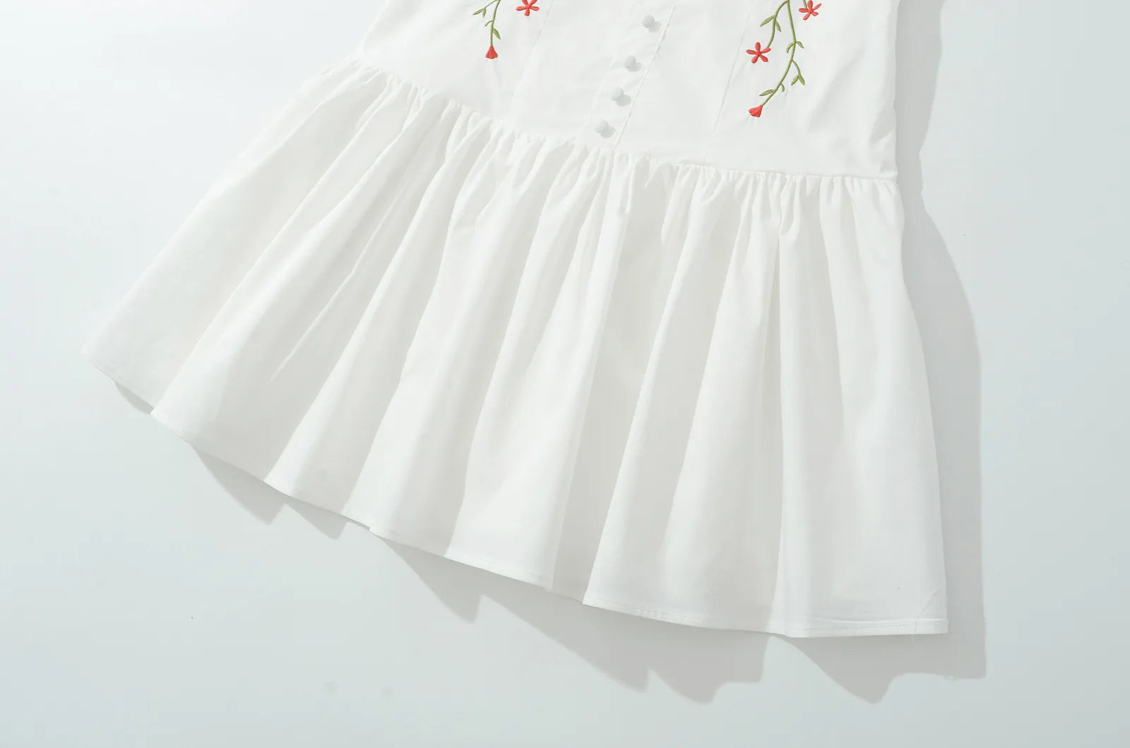 LIZAKOSHT  -  Elegant Flower Embroid Buttons Dress Sweet Sexy Tank Sleeveless Ruffles Slim Mini Dresses Holiday Party Summer French Women Chic
