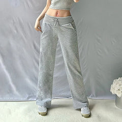 LIZAKOSHT  -  Casual Winter Autumn Women High Waist Drawstring Lace Up Pockets Sweatpants Slim Fit Sporty Fitness Leggings for Lady Clubwear