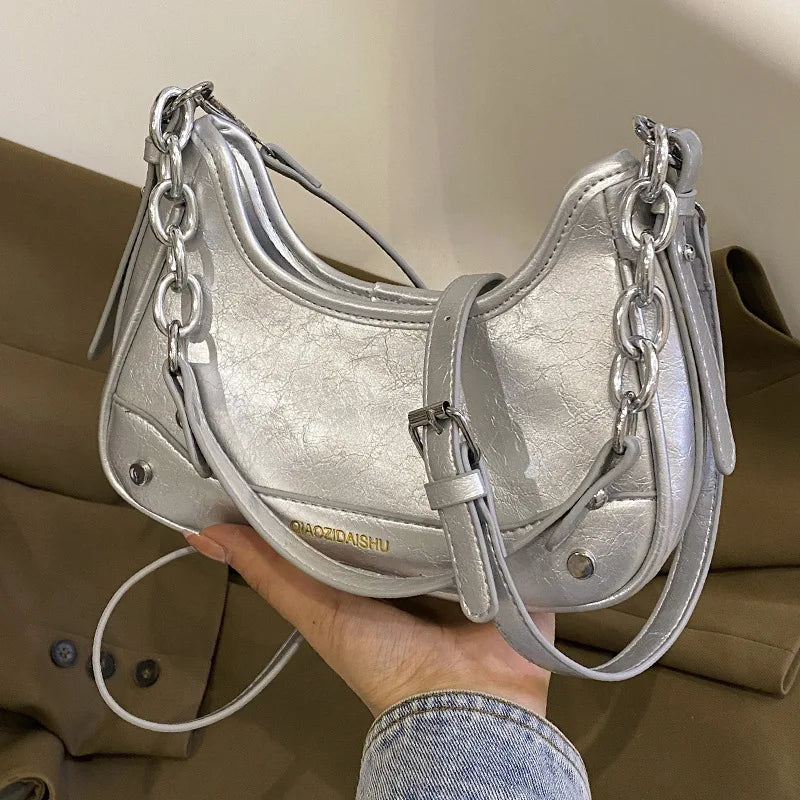 LIZAKOSHT  -  New Fashion Chain Women Underarm Shoulder Bag Korean Trend All Match Y2k Aesthetic Crossbody Bag Ladies Purses and Handbags