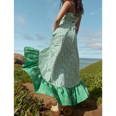 LIZAKOSHT  -  Vacation Dresses y2k Clothes Women Floral Print Spaghetti Strap Sleeveless A Line Long Dress Beach Party Dresses