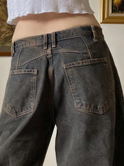 LIZAKOSHT  -  Washed Design Banana Denim Pant Y2k Vintage Low Waist Loose Wide Leg Trousers Harajuku Female Autumn Chic Straight Jean