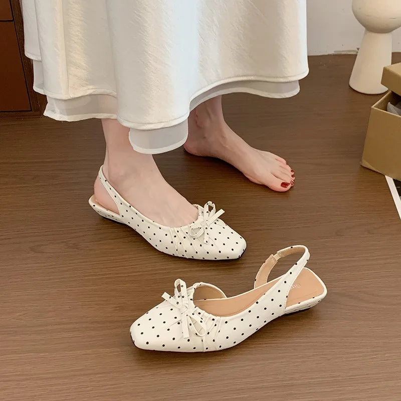 LIZAKOSHT  -  Cover Toe Polka Dot Women Sandals Fashion Slip On Singbacks Mules Pumps Elegant Elegant Slingbacks Sandalias Mujer