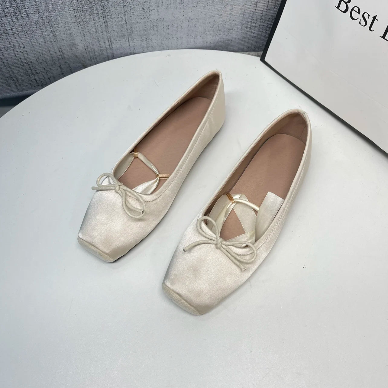 LIZAKOSHT  -  Ballet Flat Mary Jane oes Women's Faion Satin Bow Tie Single oes Spring Autumn Low Heel Synthetic Leather Interior Casual