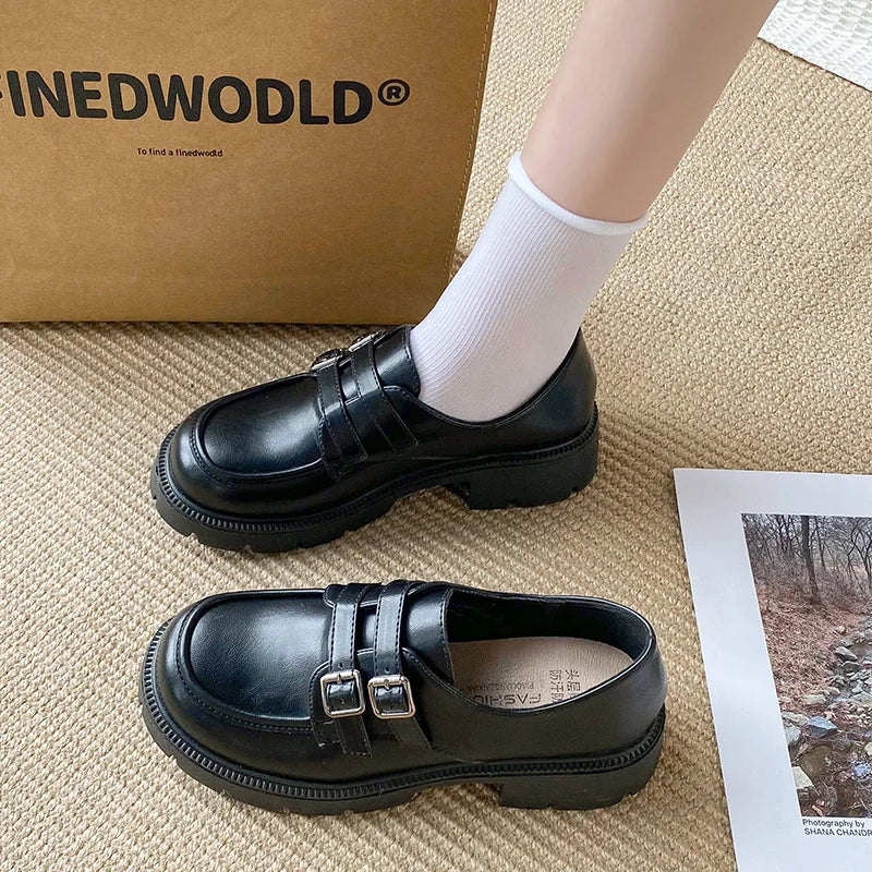 LIZAKOSHT  -  Shoes Woman Black Flats British Style Oxfords Casual Female Sneakers Ladies' Footwear Clogs Platform Shallow Mouth Loafers
