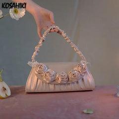 LIZAKOSHT  -  Top-Handle Bags for Women Vintage Fashion Patchwork Flower Clutches Office Lady Elegant Fairy Handbags Y2k Aesthetic All Match